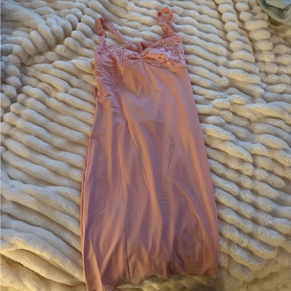 light pink lace backless dress